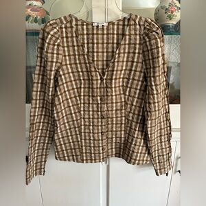 Madewell Westover Brown Checkered Button-Down Shirt size 2